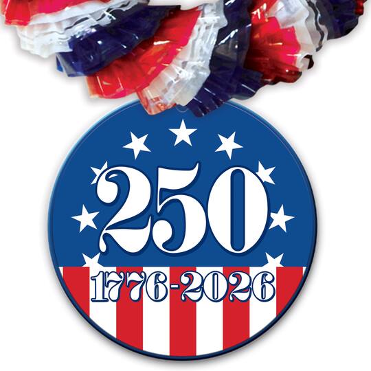 Beistle 36" Red, White & Blue Soft-Twist Poly Leis with Semiquincentennial Medallions, 8ct.